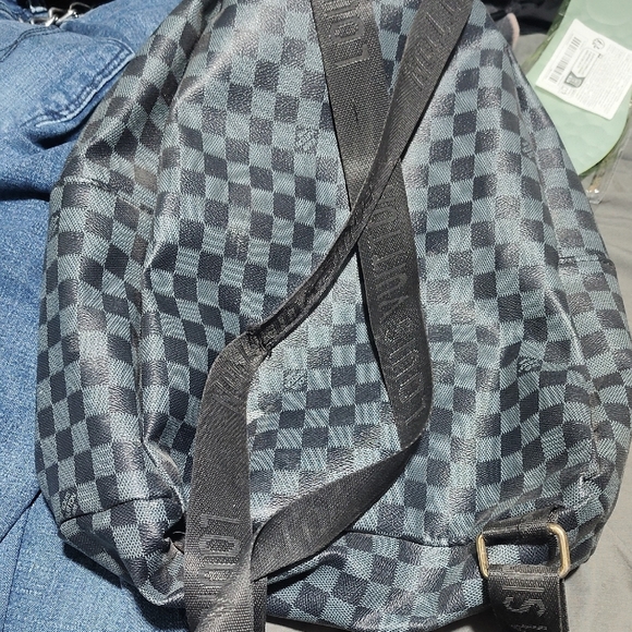 Designer Checkered Black Backpack - Picture 2 of 5
